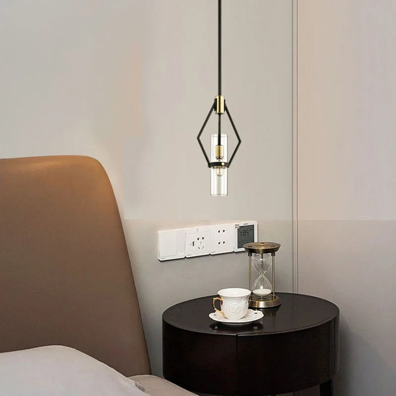 lampes suspendues post-modernes en verre transparent avec cordon ajustable