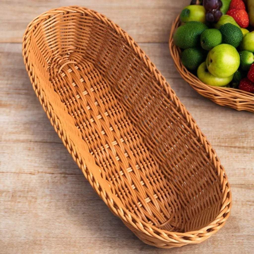 paniers ovales imitation rotin pour fruits et légumes de grande capacité