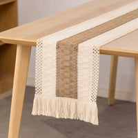 Chemin de table coton lin motif carreaux decoratif