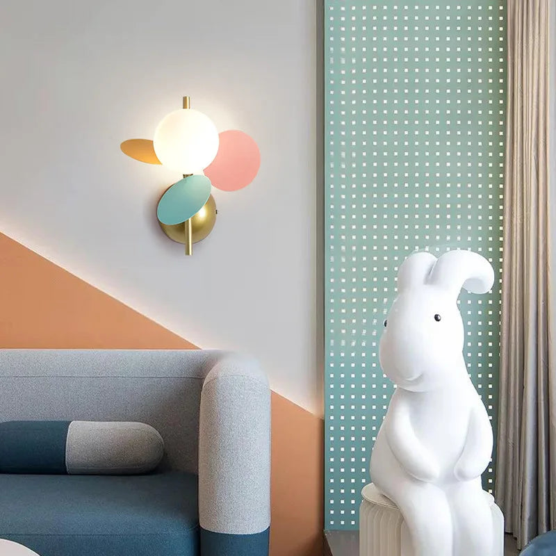 applique murale nordique macaron en fer décorative led pour enfant - vue 5 sur 12