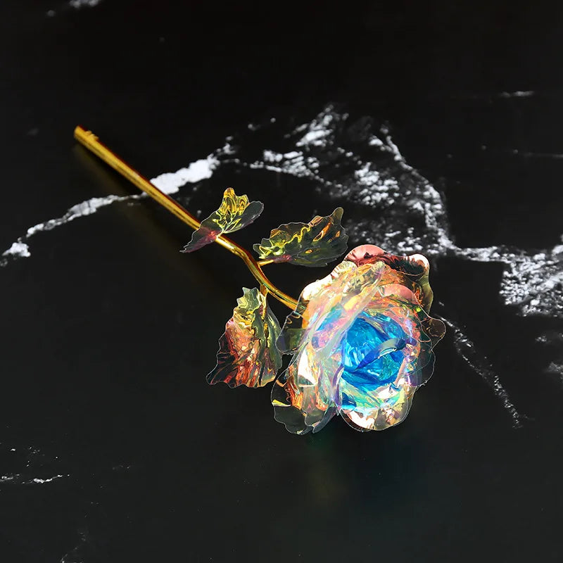 fleur de rose artificielle en métal doré décorative à offrir - vue 10 sur 19