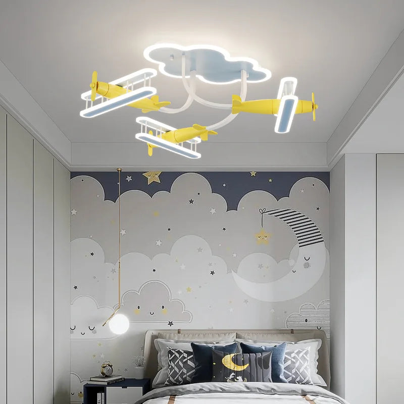 plafonnier avion en bois pour chambre d'enfant moderne et chaleureux - vue 5 sur 8