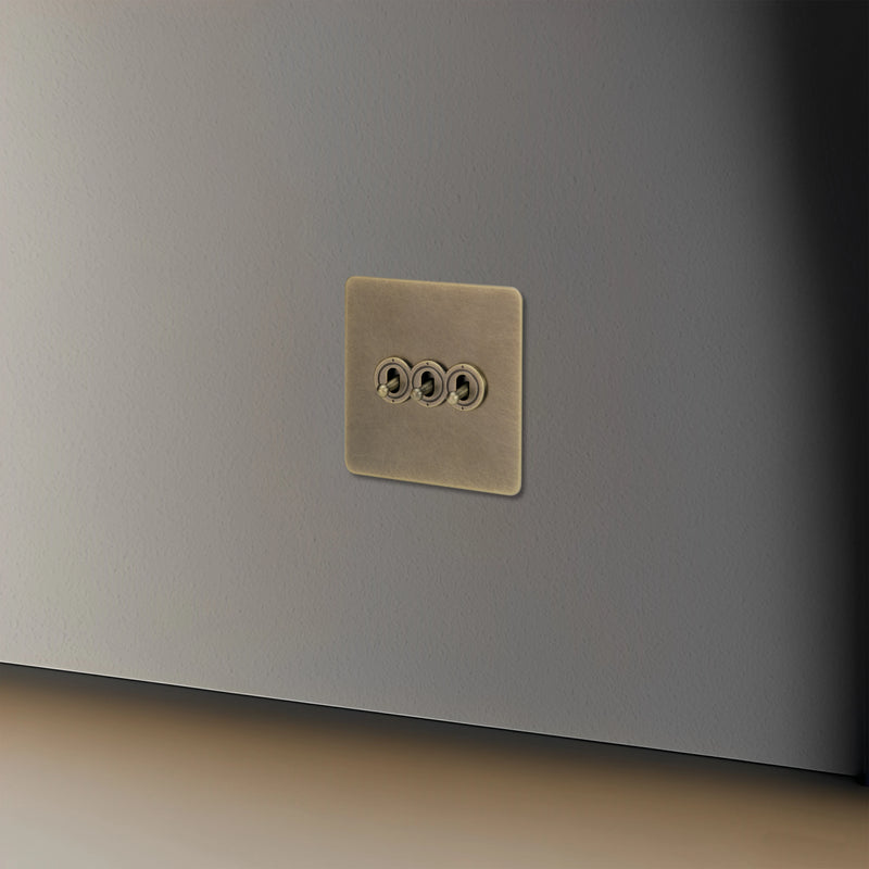 Interrupteur simple 1 voie en acier gris vieilli bords arrondis