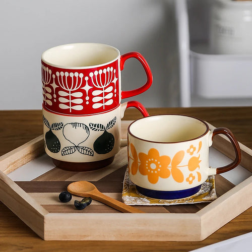 Ensemble 4 tasses empilables style japonais rétro céramique