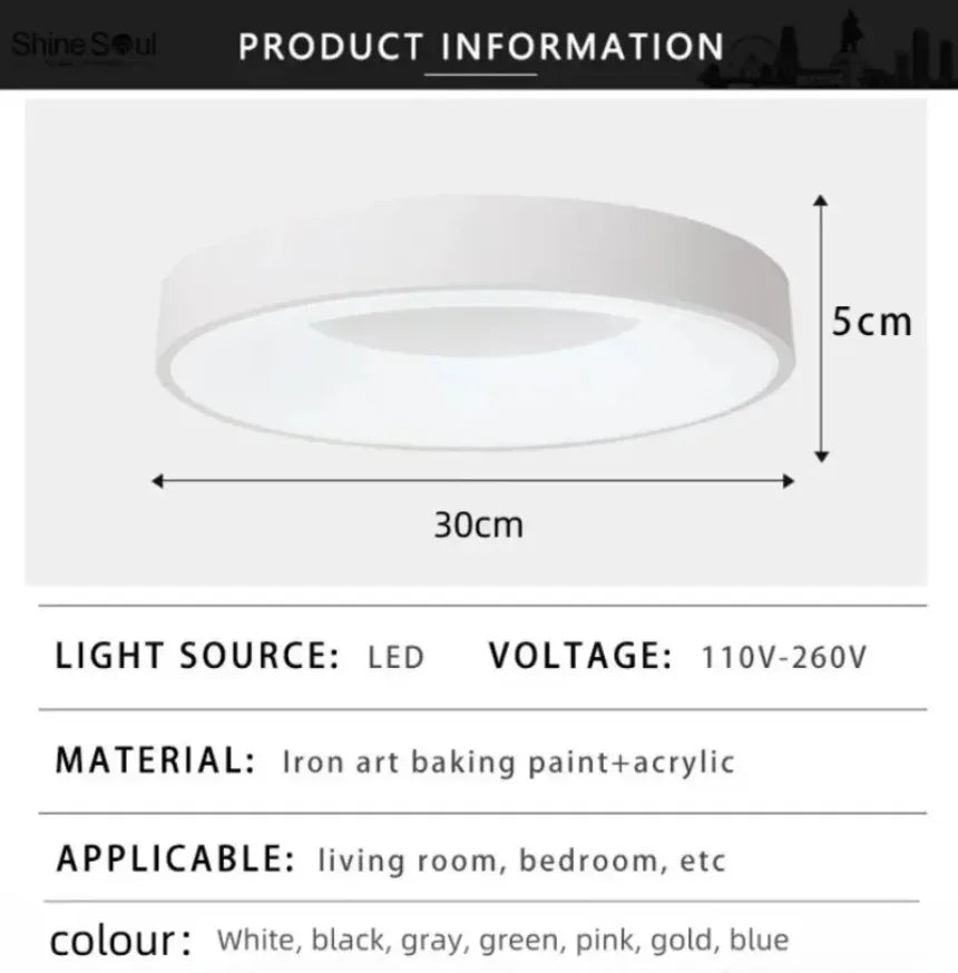 plafonnier led macaron moderne circulaire grain de bois réglable - vue 7 sur 14