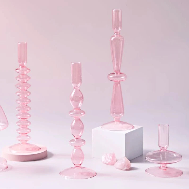 bougeoir en verre conique pour table de mariage et décoration nordique - vue 4 sur 28