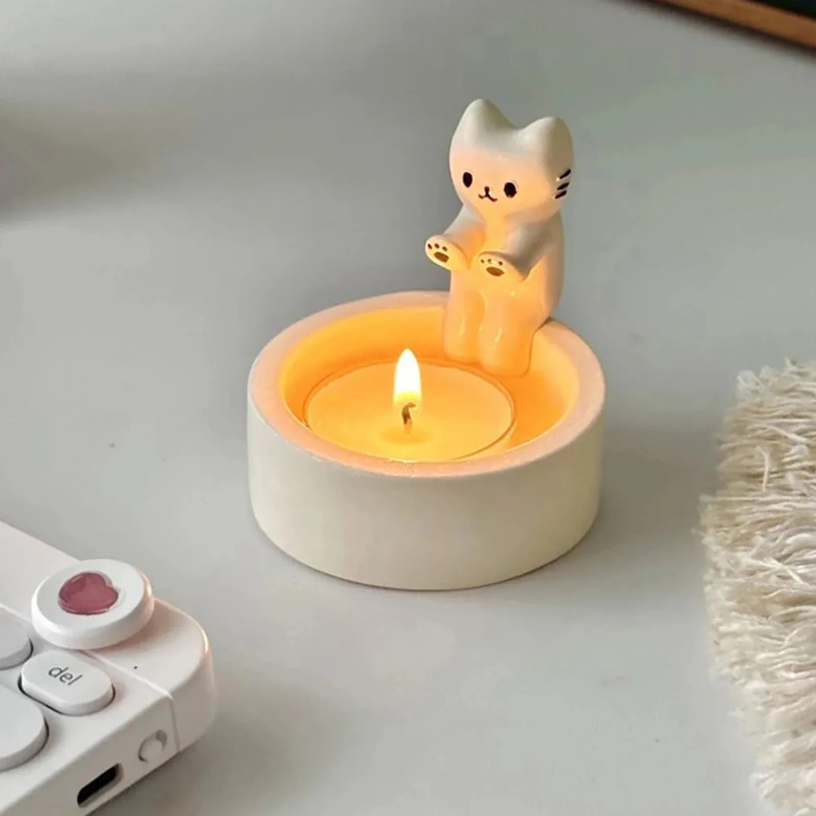 bougeoir chaton mignon pour aromathérapie cadeau anniversaire - vue 4 sur 6