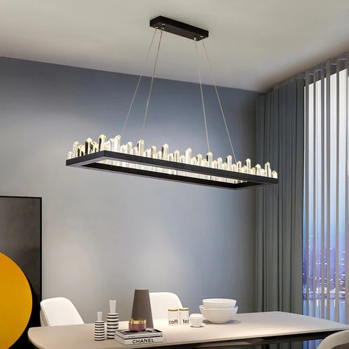 Plafonnier LED en cristal noir et blanc au design moderne