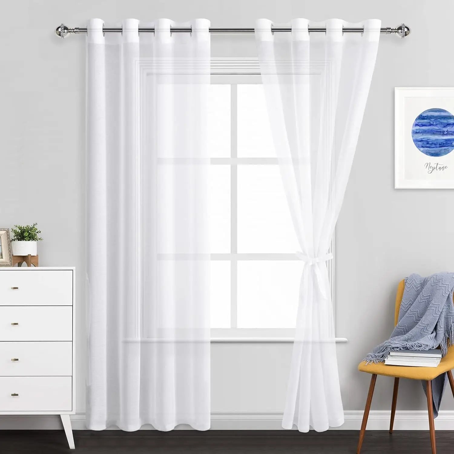 Voilage tulle transparent style moderne pour salon chambre