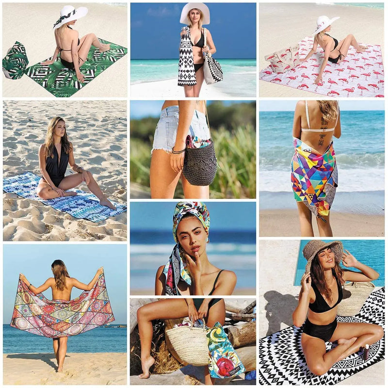 Serviette de plage sans sable séchage rapide floral
