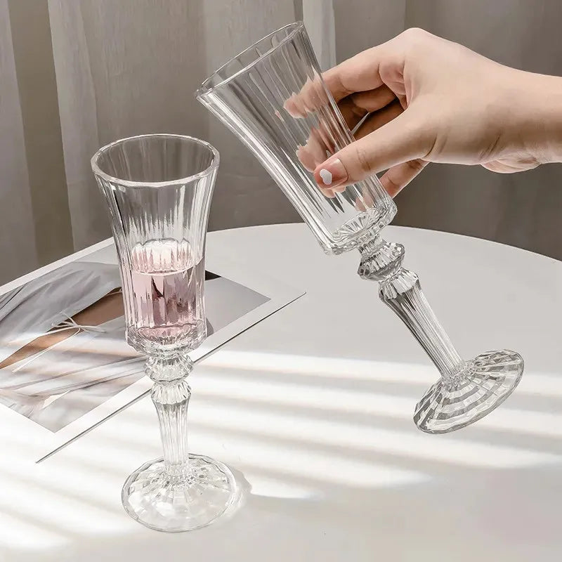 Verres champagne cristal rayures style rétro dégustation - vue 2 sur 6