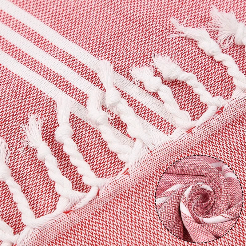 serviette de plage turque coton franges tissé rapide - vue 5 sur 7