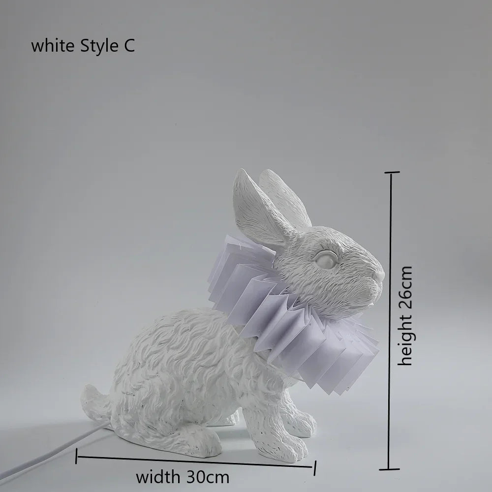 lampe de chevet lapin en résine style nordique décorative et moderne - vue 9 sur 15