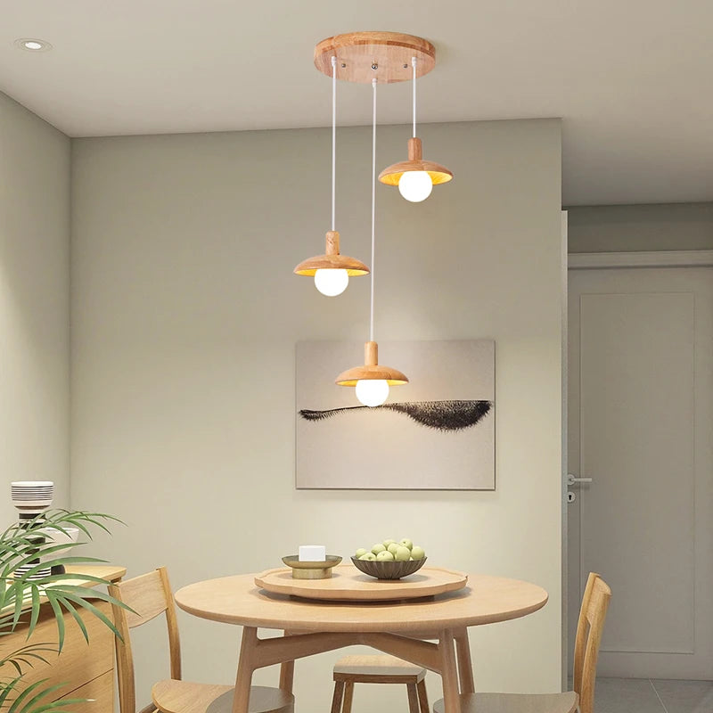 lustre led rondins frais style nordique créatif bois art - vue 5 sur 10