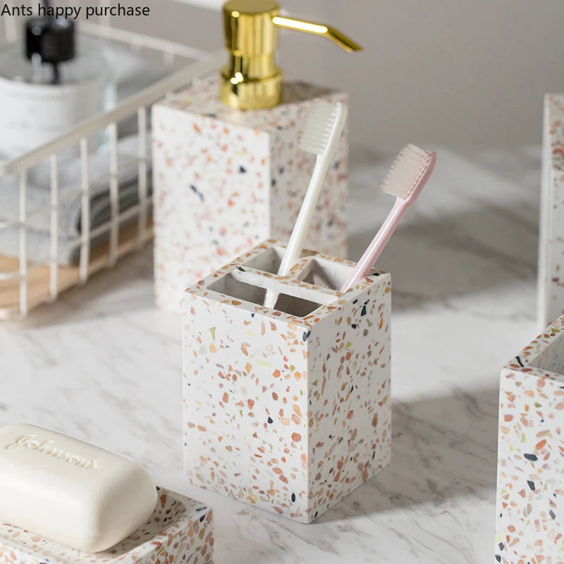 ensemble décoratif de salle de bain en résine 5 pièces - vue 6 sur 9