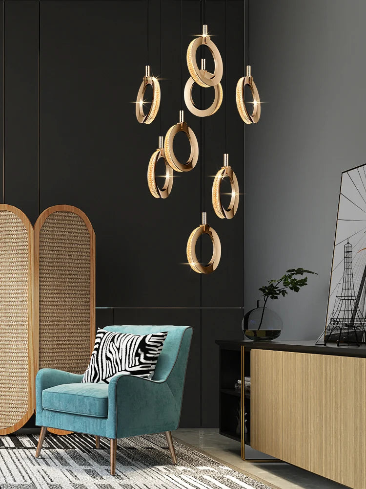 lustre de luxe moderne rotatif pour duplex nordique - vue 4 sur 20