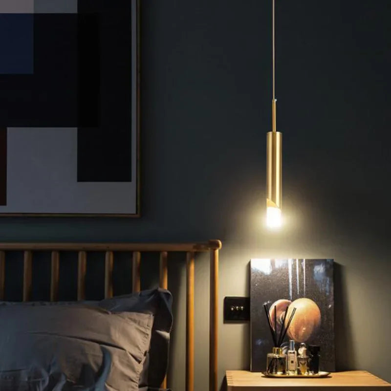 Suspension design cylindrique style Cuivre Or LED - vue 5 sur 7