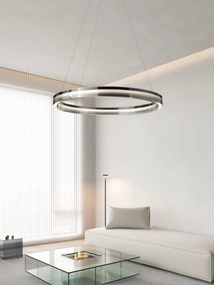 lustre circulaire en verre style minimaliste pour décoration intérieure