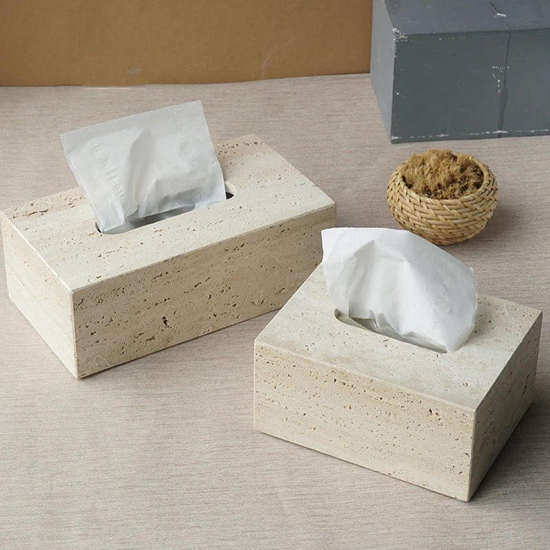 ensemble accessoires salle de bain en travertin beige naturel - vue 6 sur 28