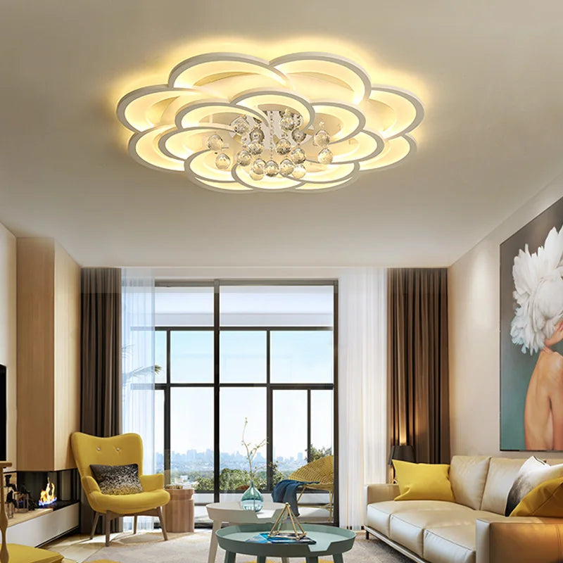 plafonnier led moderne en cristal gradation circulaire - vue 5 sur 6