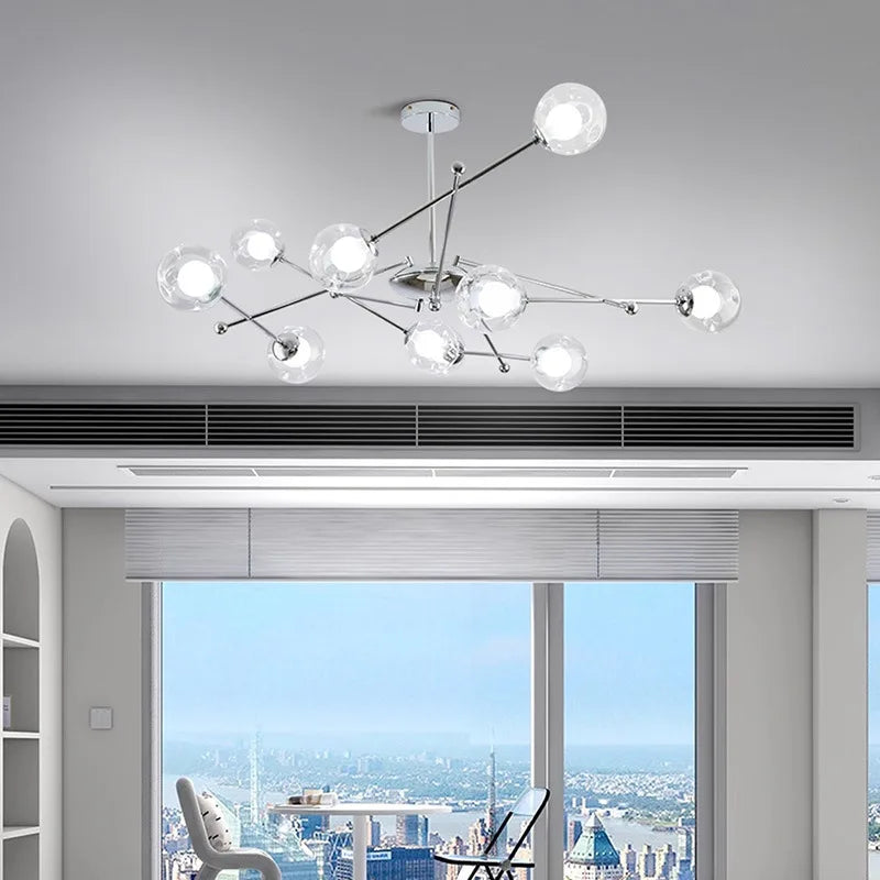 Lustre moderne en verre transparent - vue 3 sur 10