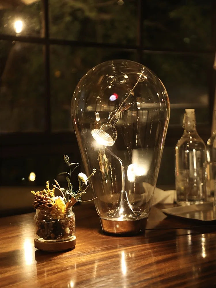 lampe de bureau magnétique moderne en verre transparent réglable - vue 5 sur 8