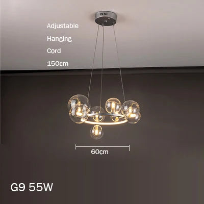 lustre en verre design moderne avec bulles pour intérieur élégant