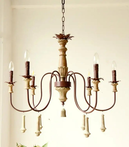 lustre industriel en résine antique avec bougeoirs à led