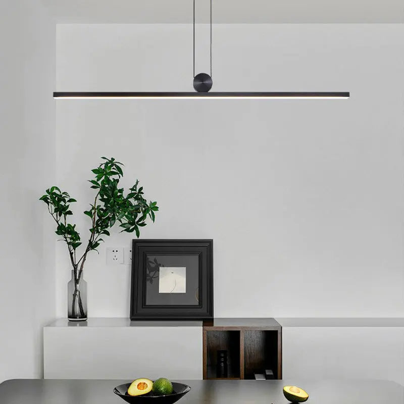 Bande minimaliste moderne suspension LED lumières pour salon salle à manger cuisine lustre noir décor à la maison luminaire suspendu