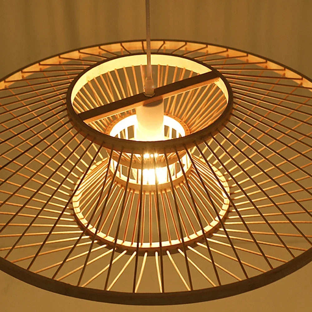 lustre artistique rétro en bambou style chinois pour décoration - vue 6 sur 8