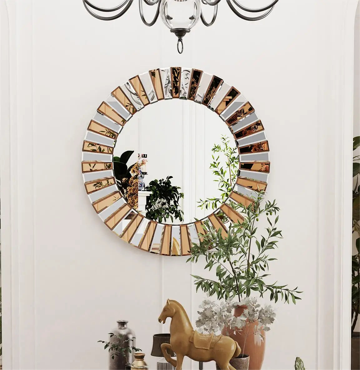 miroir mural décoratif rond en forme d'étoile pour une touche élégante - vue 3 sur 6
