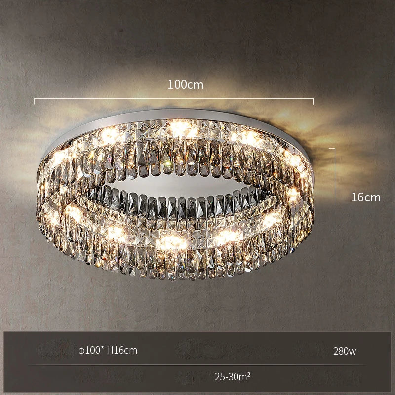 plafonnier led carré rectangulaire en cristal doré intensité variable - vue 10 sur 18