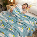Plaid polaire motifs floraux et carreaux style doux
