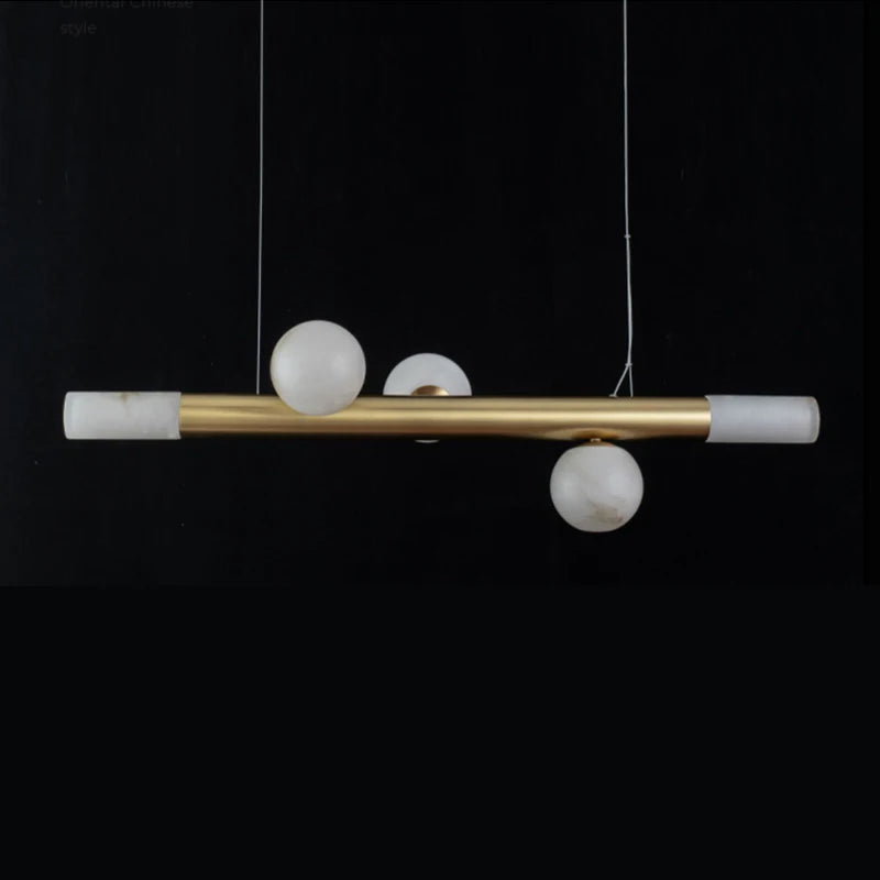 suspension en bronze de luxe avec marbre rond - vue 3 sur 6