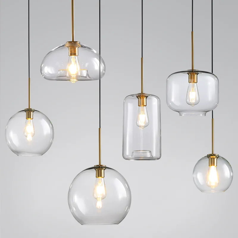 Lustre LED verre suspension industriel