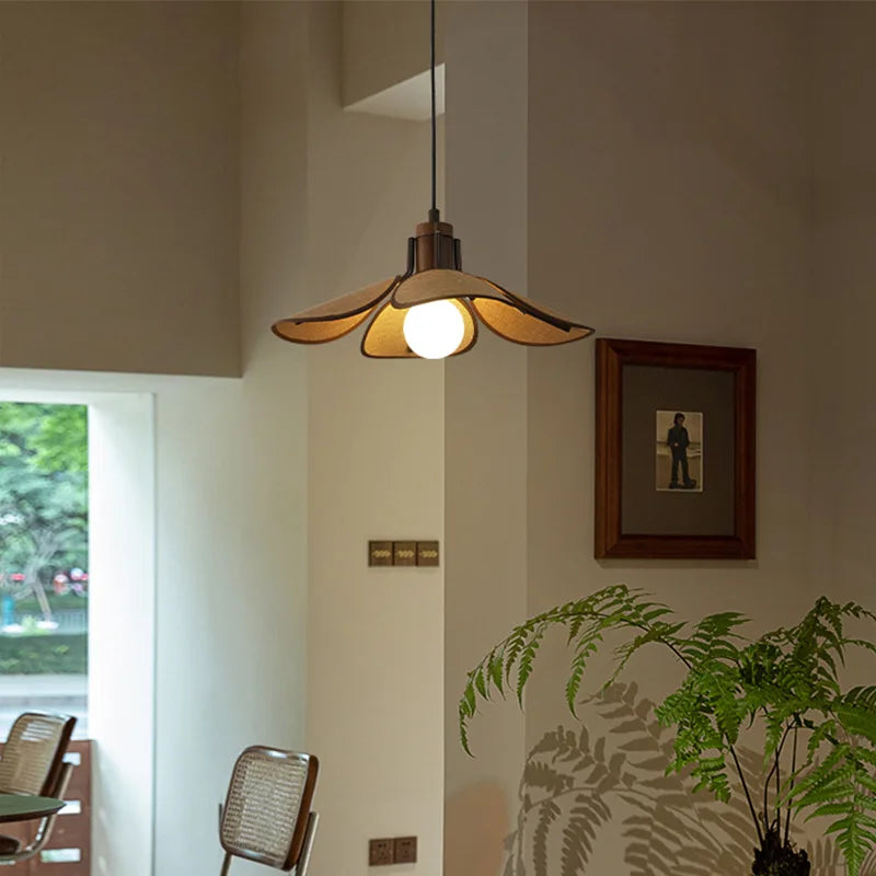 suspension en bois de lin de style sud-est asiatique avec fil réglable - vue 5 sur 8