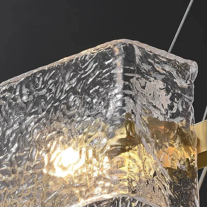 lustre led moderne ondulations d'eau en verre de luxe - vue 7 sur 17