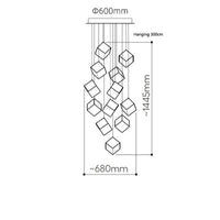 Scandinavia Magic Square Chandelier Crystal Box Pendant Lamp Ceiling Suspension Hanging Light for Loft Staircase Living Room