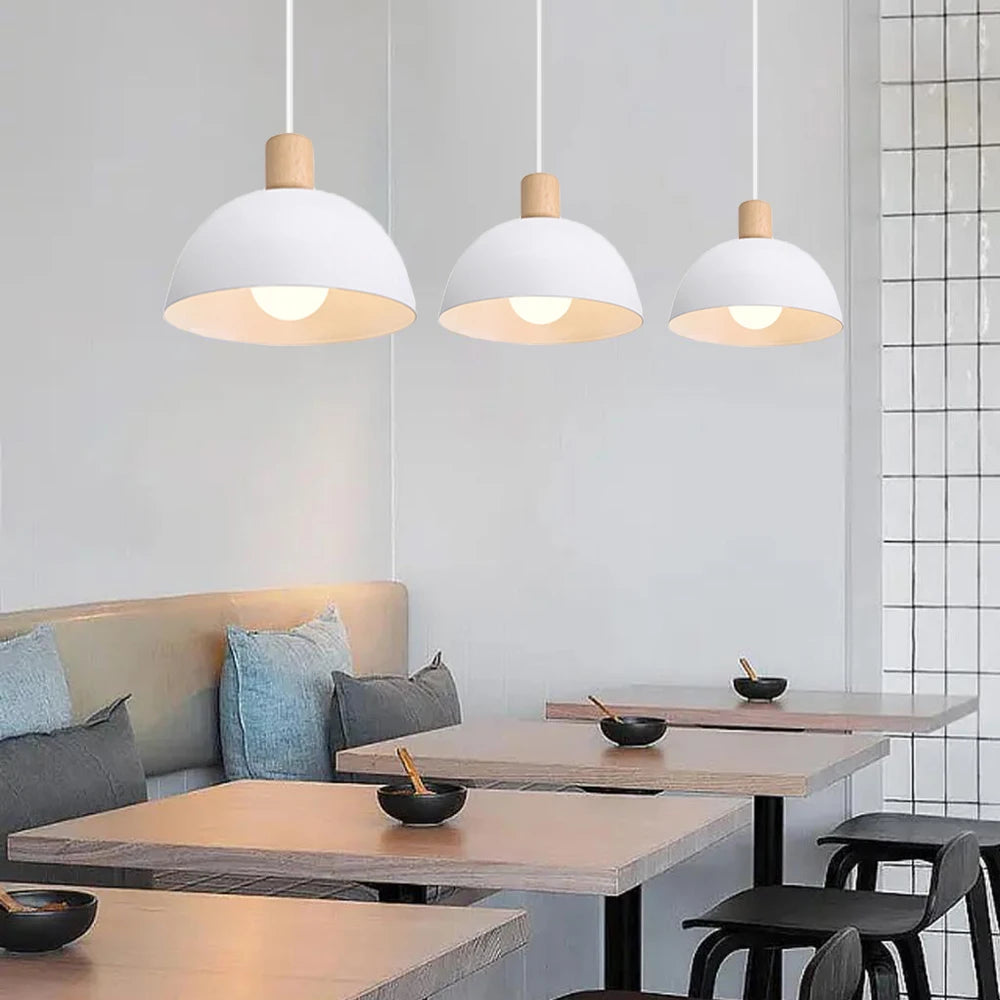 lustre nordique led en bois pour décoration maison - vue 4 sur 13