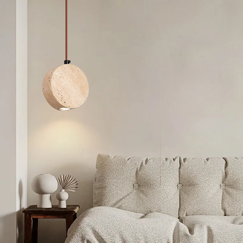 suspension vintage en pierre naturelle avec abat-jour cloche