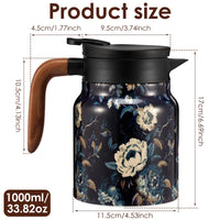 théière isotherme vintage motifs floraux acier inox infuseur
