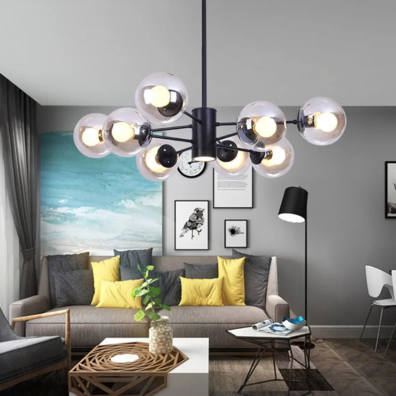 Lustre moderne design avec boule en verre magique haricot - vue 6 sur 18