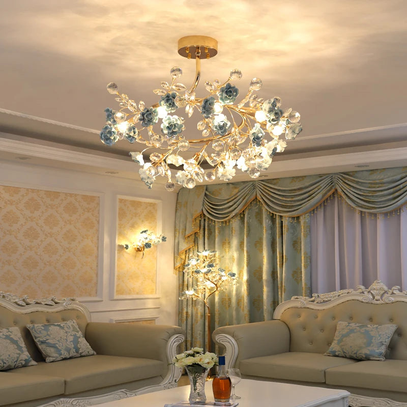 lustre en céramique italien éclairage cristal pour mariage et intérieur - vue 6 sur 14