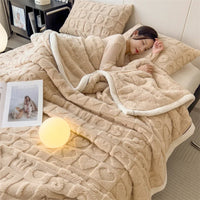 Plaid hiver polaire épais motif coeurs canapé lit