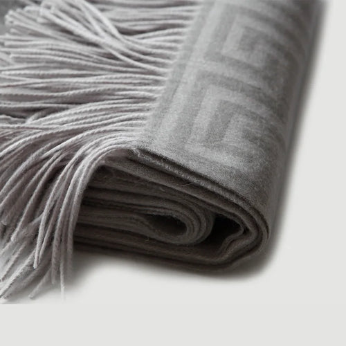 Plaid laine jacquard motif méandre style chinois chaud