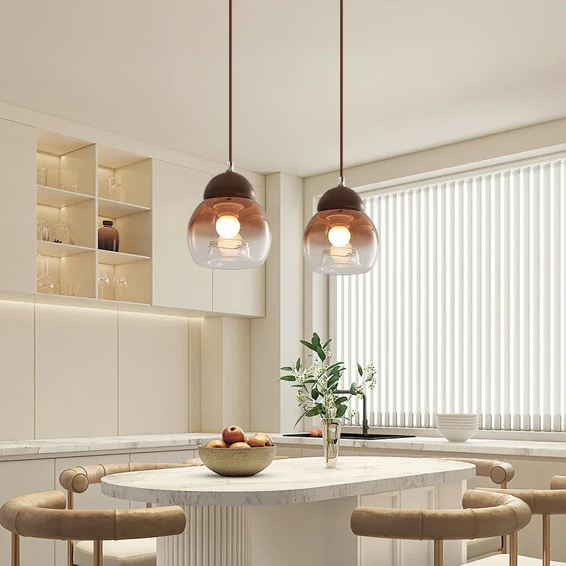 lustre rétro suspendu en verre pour décoration moderne - vue 5 sur 8