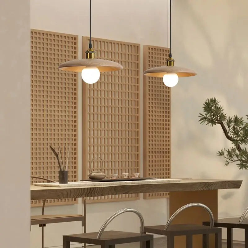 lampe suspendue nordique en bois massif pour intérieur décoratif