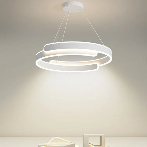 Lustre Noir Blanc Moderne LED Pour Salon Salle à manger Cuisine Éclairage Intérieur Décor À La Maison