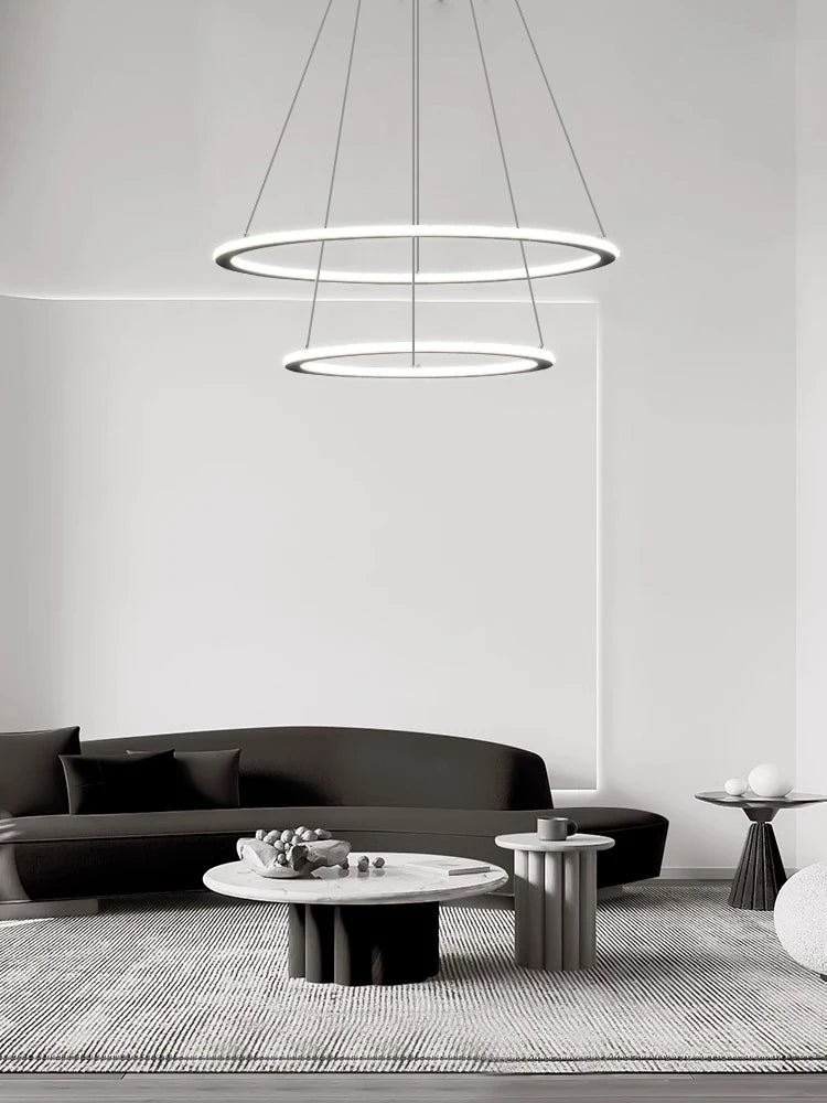 lustre à anneaux circulaires minimaliste à intensité variable - vue 4 sur 10