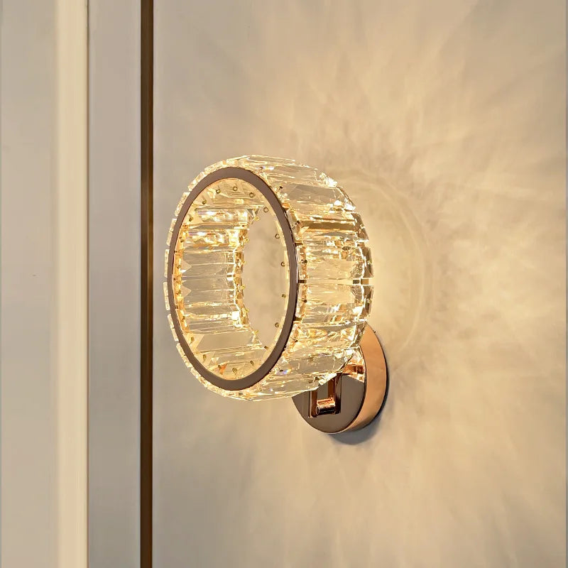 applique murale led ronde moderne en cristal de luxe - vue 2 sur 8